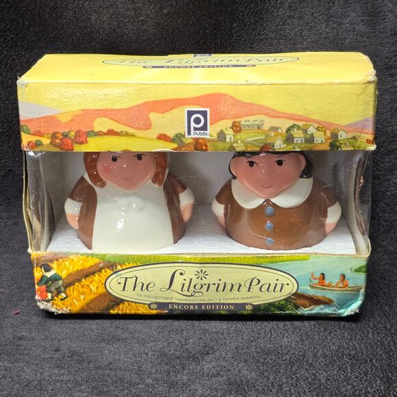 Publix The Lilgrim Pair Lil Collectable Thanksgiving Pilgrim Salt Pepper Shaker - Picture 2 of 8